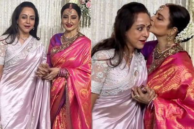 Rekha And Hema Malini Exude Sheer Grace And Charm As They Pose In Lovely Sarees At Ira Khan And Nupur Shikhare's Reception