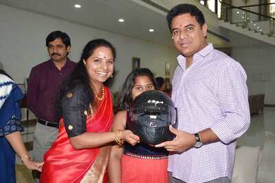 Telangana MP Kavitha Gifts Helmet to Minister-brother on Raksha Bandhan