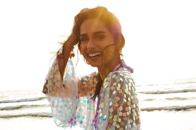 Fawning Over Manushi Chhillar’s Purple Monokini and Sequined Shrug