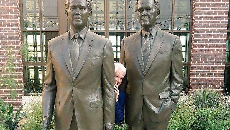 Bill Clinton is Literally Hiding Between Two Bushes in This Viral Photo