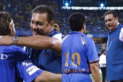 Stars Meet-up at Wankhede: Ravi Shastri Catches Up with Sachin, Dhoni, Pandya Ahead of MI vs CSK Clash - WATCH