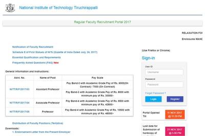 NIT Tiruchirappalli Recruitment 2018: Apply Before 18th July at nitt.edu