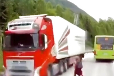 Kid Narrowly Escapes Speeding Truck, Internet Salutes Driver For Applying Brakes On Time
