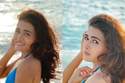 Arjun Reddy Fame Shalini Pandey Flaunts Her Curves In a Blue Bikini on Beaches of Maldives