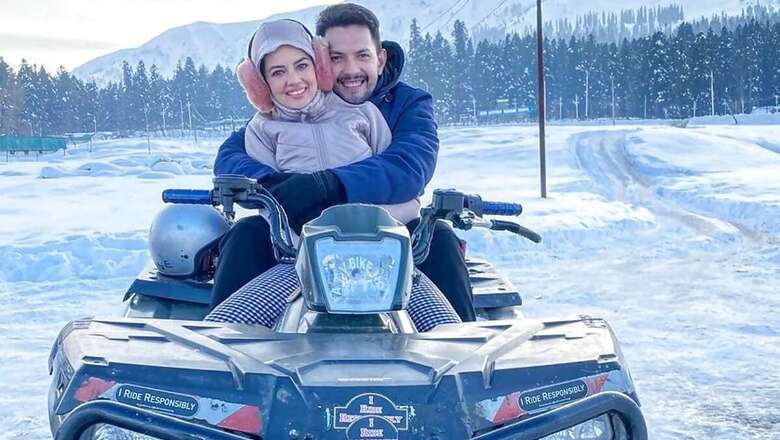 Aditya Narayan, Shweta Agarwal Enjoy Romantic Snow Bike Ride on Honeymoon