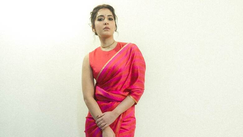 Raashii Khanna Looks Stunning in Orange And Pink Saree, See Pics