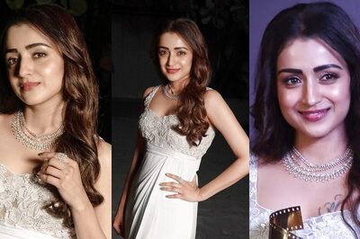 Trisha Krishnan Makes looks Absolutely Stunning in an Ice-blue Attire While Promoting Ponniyin Selvan 2