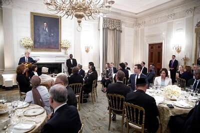 Flanked by Muslim Envoys, Donald Trump Hosts His First White House Iftar