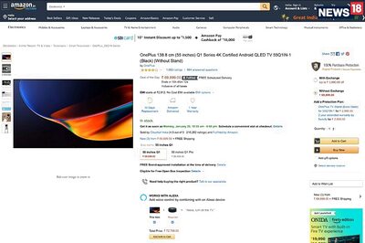 Amazon Great Indian Sale: Get Rs 15,000 Amazon Pay Cashback With a New OnePlus TV