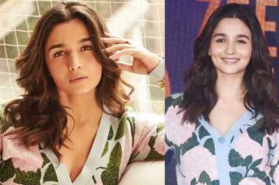 Alia Bhatt Blooms With Charm in a Floral Knit Cardigan and Mini Skirt, Hearts Are All Over Her