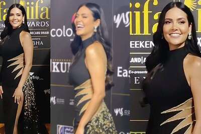 Esha Gupta Looks Hot! in a Black Dress with a High Slit at IIFA; Photos