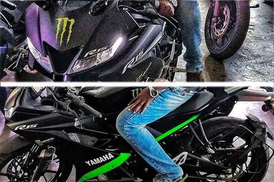 Yamaha YZF-R15 V3.0 Modified With Monster Energy Body Graphics Spotted at a Dealership