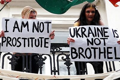 Topless Ukraine activists protest at Indian embassy