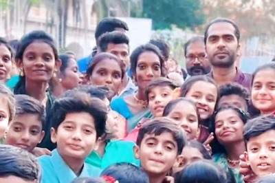 In Pics: Actor Silambarasan Poses With Kids During Thug Life Shoot