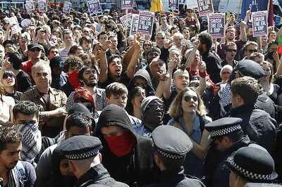 Protesters rally in London over beheading of soldier