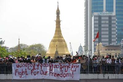 Myanmar Police Fires Water Cannons at Protesters, Coup Leaders Issue Crackdown Warning on State TV