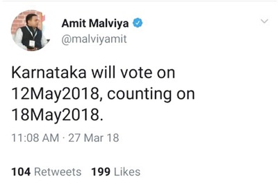 Curious Case of BJP's Amit Malviya Announcing Karnataka Poll Dates Before EC