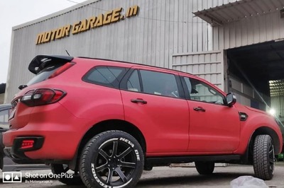This Modified Ford Endeavour With Matte Red and Black Wrapping is Inspired by Batman