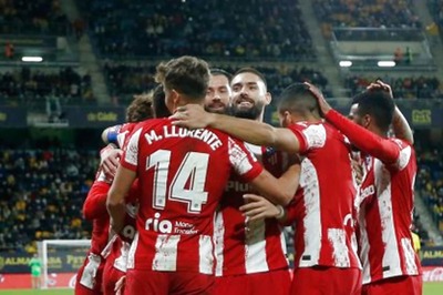 La Liga: Atletico Madrid Up to Second With 4-1 Win over Cadiz
