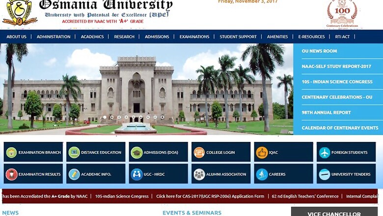Osmania University Ph.D Programme Admissions Begin; Apply Before Dec 2nd 2017