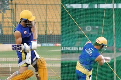 WATCH: MS Dhoni Silences Talk of Knee Injury By Smashing Sixes Galore in Nets Ahead of RCB Clash