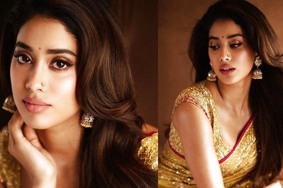 Janhvi Kapoor Slays In Golden Kanjivaram Silk Saree For Devara Trailer Launch