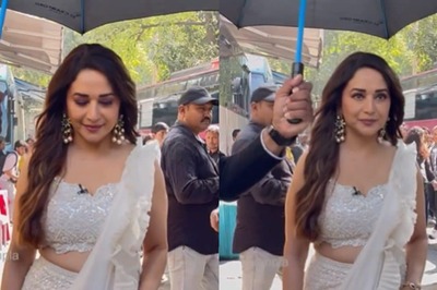 Madhuri Dixit Exudes Elegance In A Shimmery White Saree As She Heads To Dance Deewane Sets, WATCH