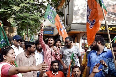 BJP Workers Hold Protest Outside SEC Office Against Bengal Rural Poll Violence