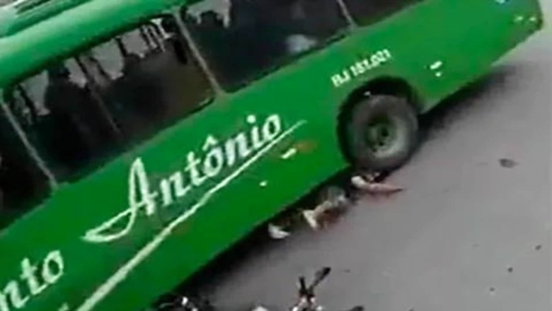 In Brazil, Helmet Saves Biker's Life As He Slips Under The Bus; Watch Video