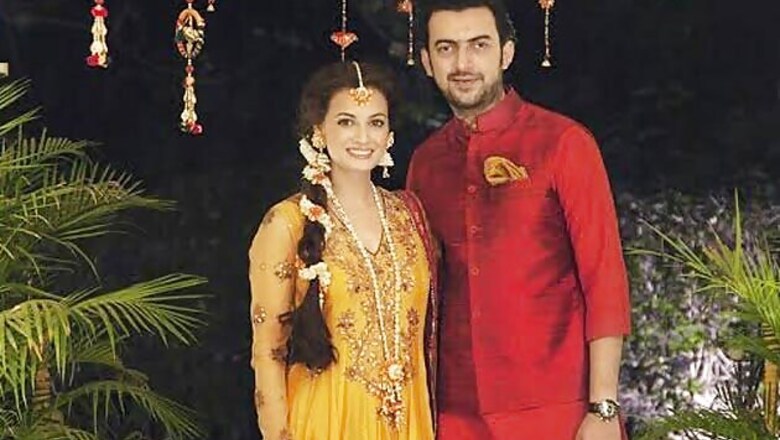 Dia Mirza, Sahil Sangha on first visit to Hyderabad post-wedding